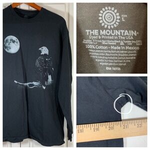 The Mountain Eagle‎ Moon Graphic Long Sleeve T Shirt Men's Size Large Black READ